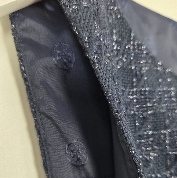 Tory Burch Jackson Shimmer Sheath Navy Dress Size 10 Style 51121437 - Picture 3 of 12